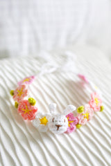 Design & Delight Gifts Blossom Bunny Crochet Bib/Collar 🌸🐰💖