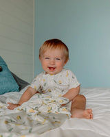 Blara Organic Short Sleeve Romper - Lemon Print