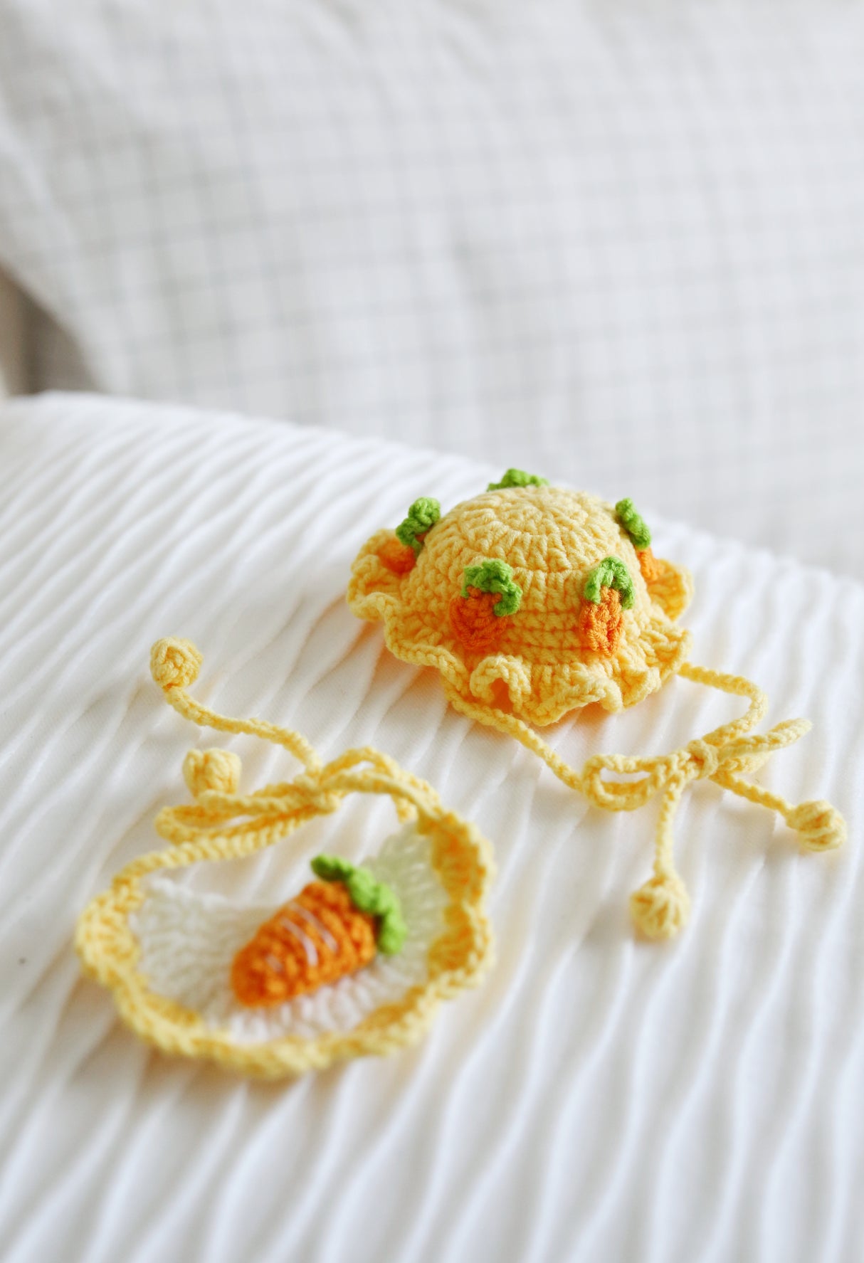 Design & Delight Gifts  Carrot Patch Crochet Bib/Collar and Hat Set 🥕🌼🐇