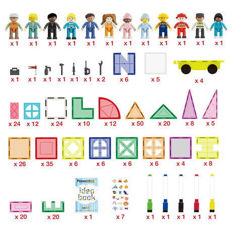 PicassoTiles Magnetic Tile Building Set 350pc