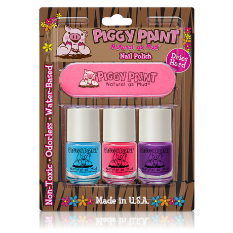 Piggy Paint 3 Pack & file- Sea-Quin, Forever Fancy, Girls Rule