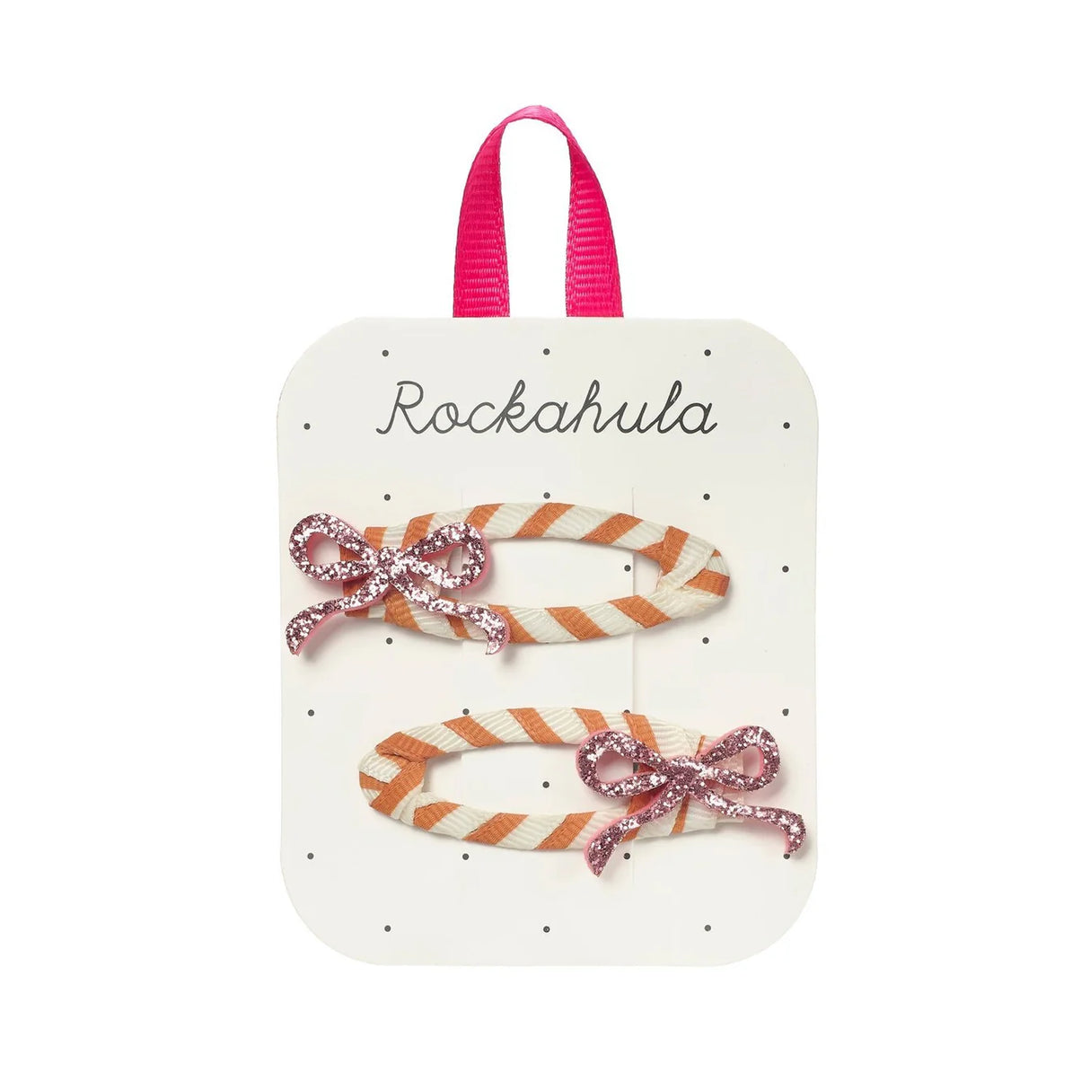 Rockahula stripy glitter bow clips
