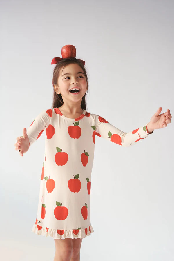 Bambi & Birdie Long Sleeve Ruffled Sleep Dress - Apple