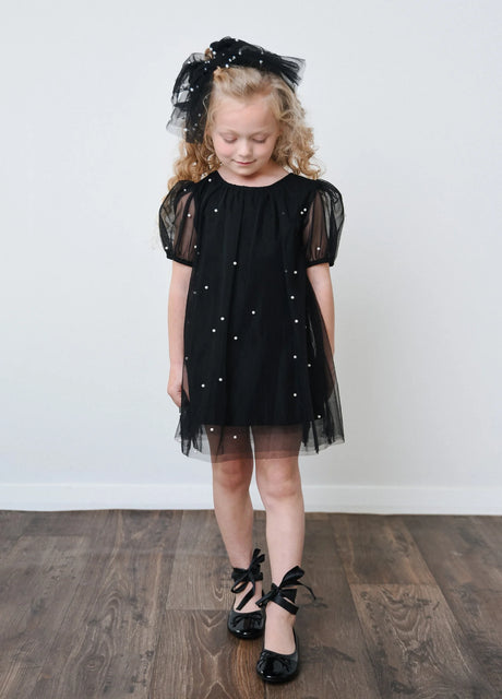 DOLLY Pearl Tulle Puff A-Line Dress - Black