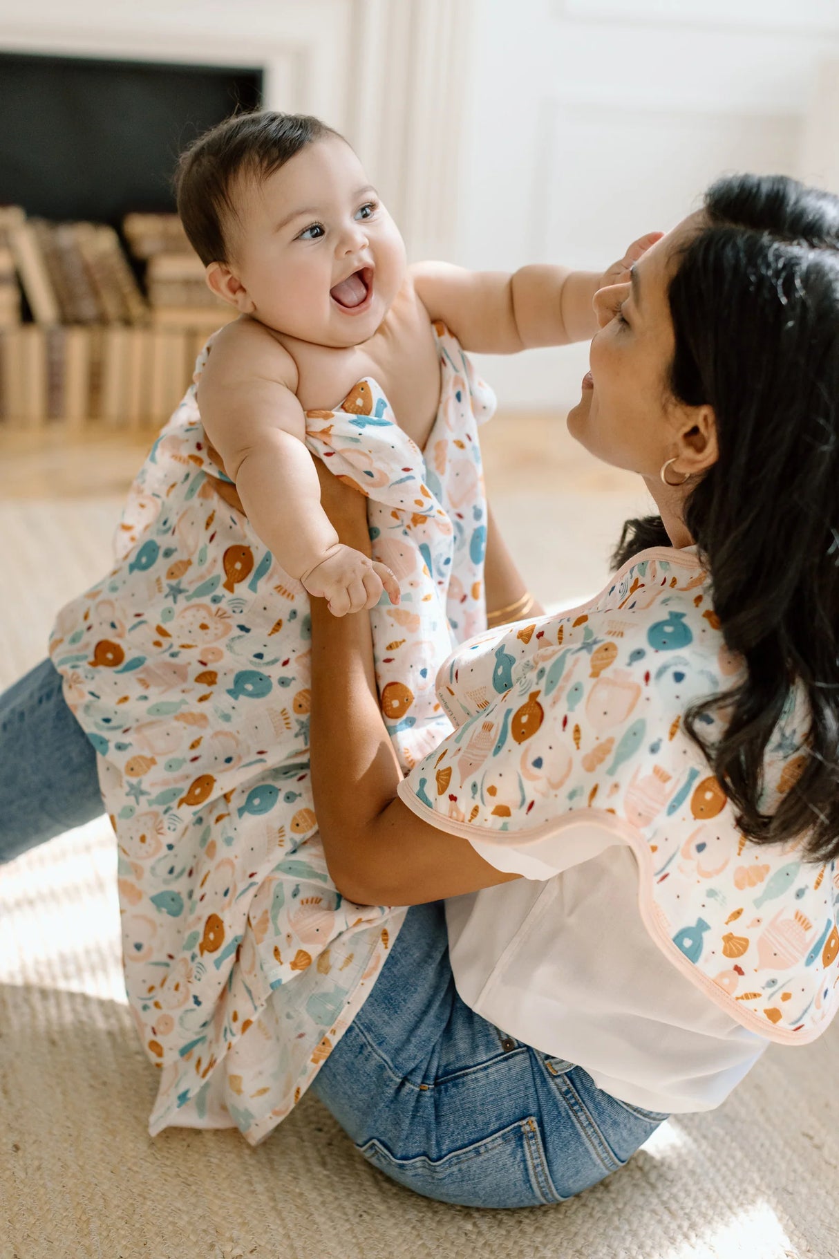 Loulou Lollipop Muslin Swaddle Sun Kissed Shoal