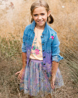 Deux Par Deux Denim Jacket With Embroidery Floral Jeans Blue