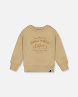 Deux Par Deux Pullover Graphic Sweatshirt Beige
