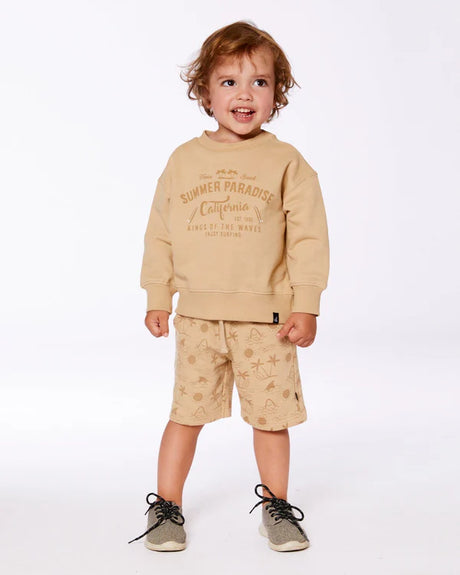Deux Par Deux Pullover Graphic Sweatshirt Beige