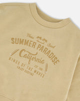 Deux Par Deux Pullover Graphic Sweatshirt Beige