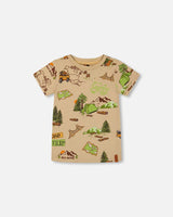 Deux Par Deux Boys Jersey Tee Printed Camping Trip