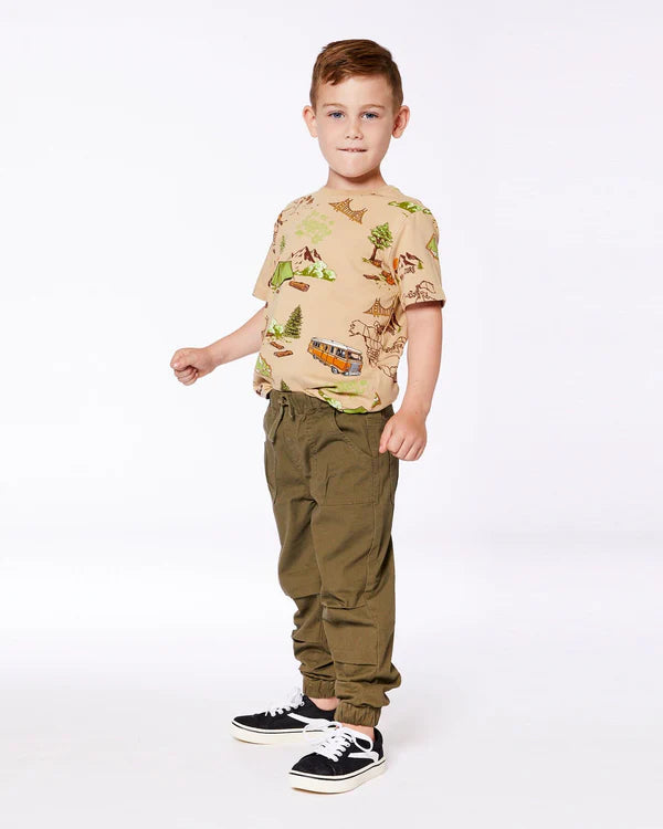 Deux Par Deux Boys Jersey Tee Printed Camping Trip