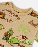 Deux Par Deux Boys Jersey Tee Printed Camping Trip