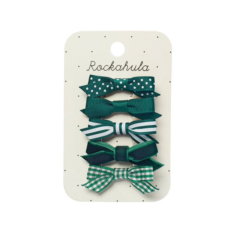 Rockahula School Bow Clip Set Green