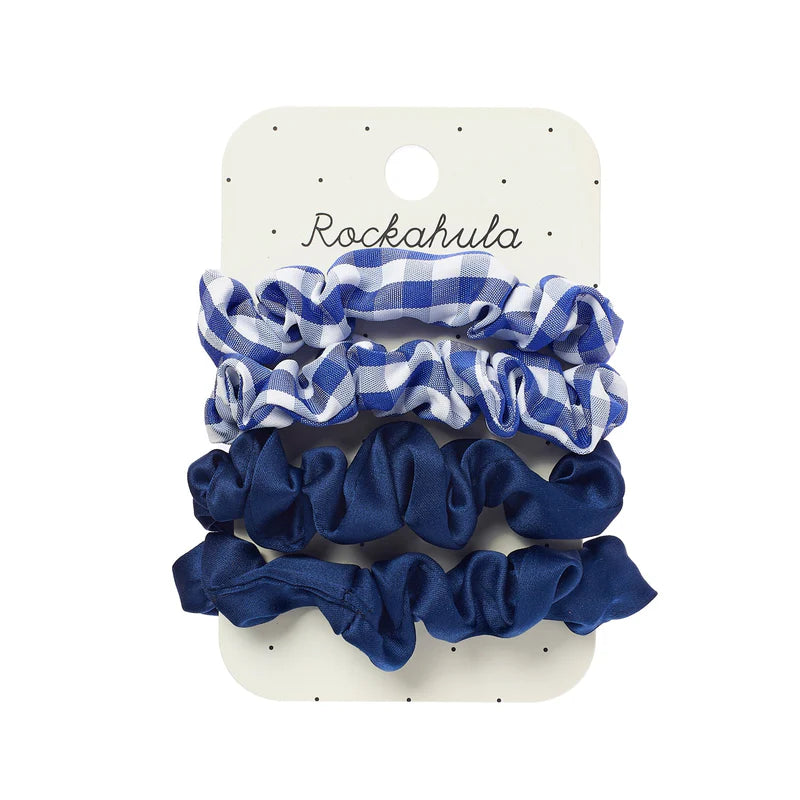 Rockahula School Check and Satin Scrunchie Set Blue