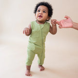 Kyte baby Ribbed Zippered Sleeveless Romper in Honu