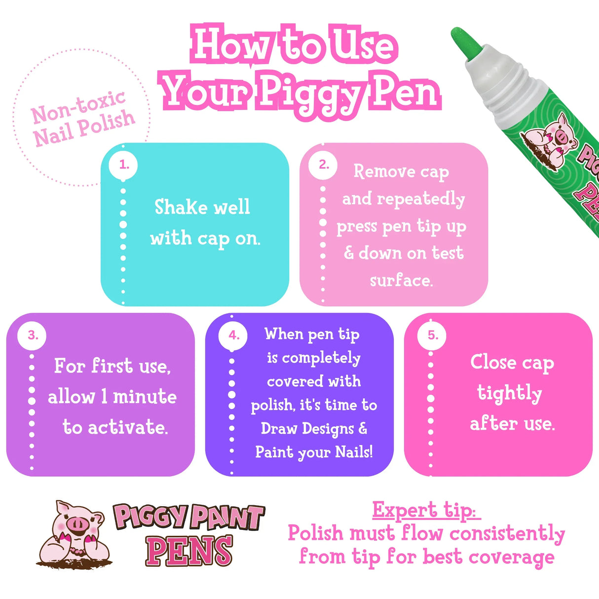 Piggy Paint Nail Polish Pen - Giggly Green