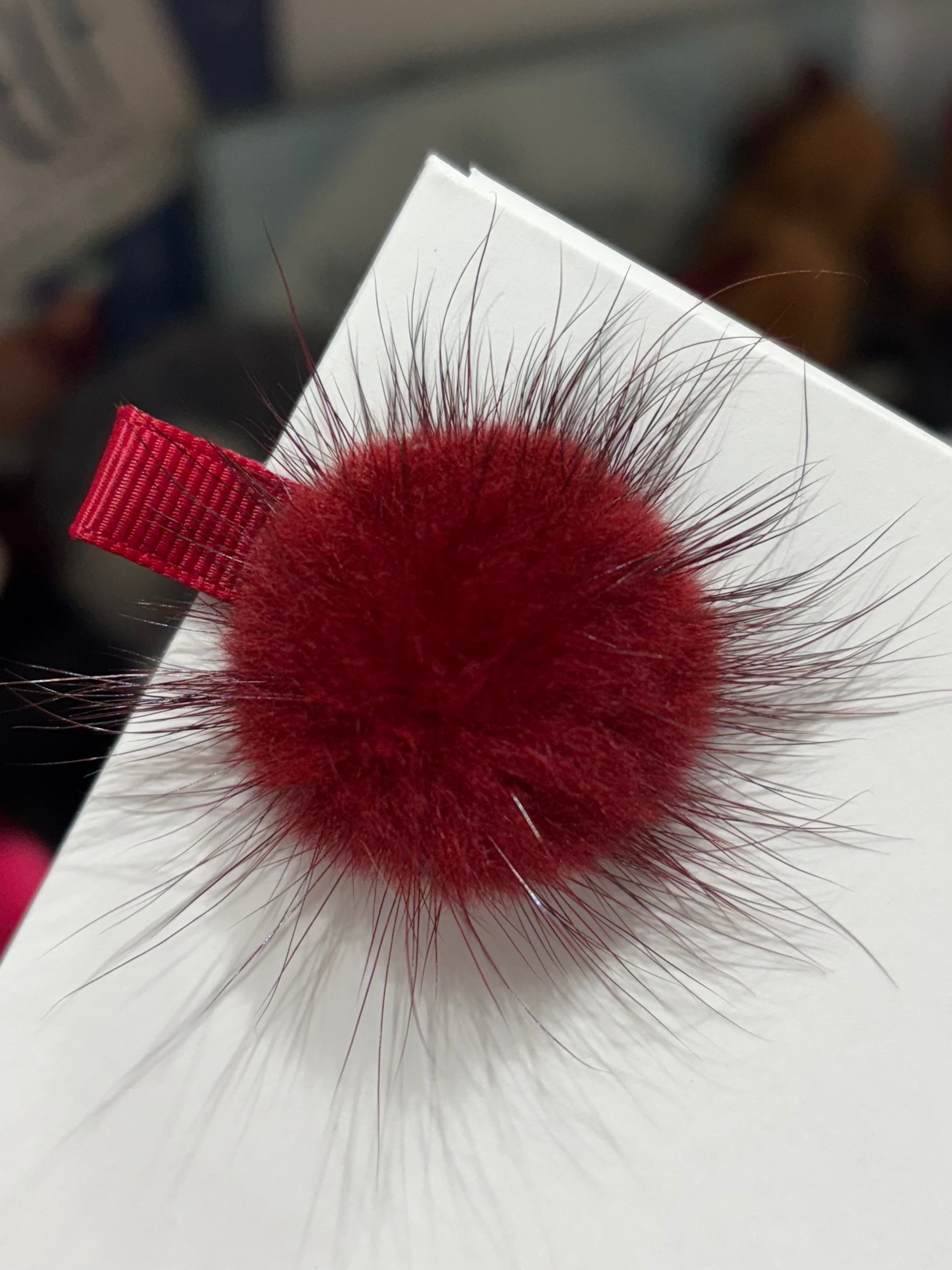 Small Puff Hair Clip - Dark Scarlet