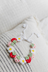 Design & Delight Gifts Strawberry Garden Crochet Bib/Collar 🍓🌼🌿