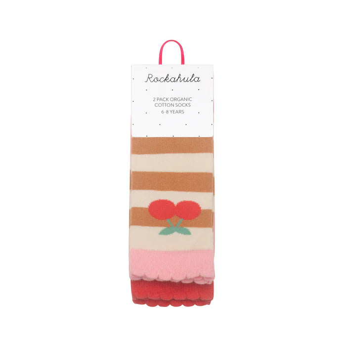 Rockahula Stripy Cherry 2 Pack Socks