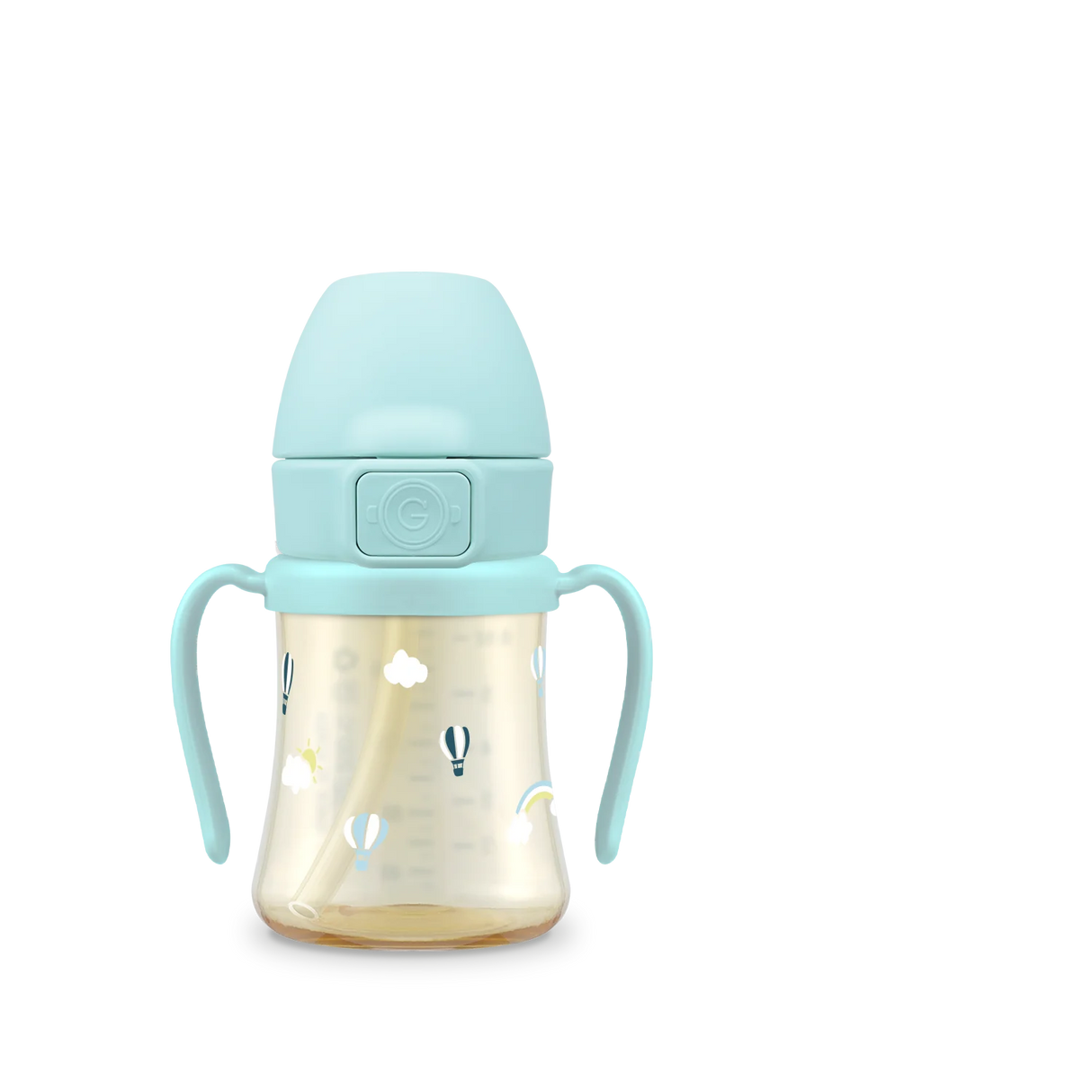Grosmimi PPSU Sky Balloon Straw Cup With Steel Free One Touch Cap (Creamy Blue)(200mL/300mL)