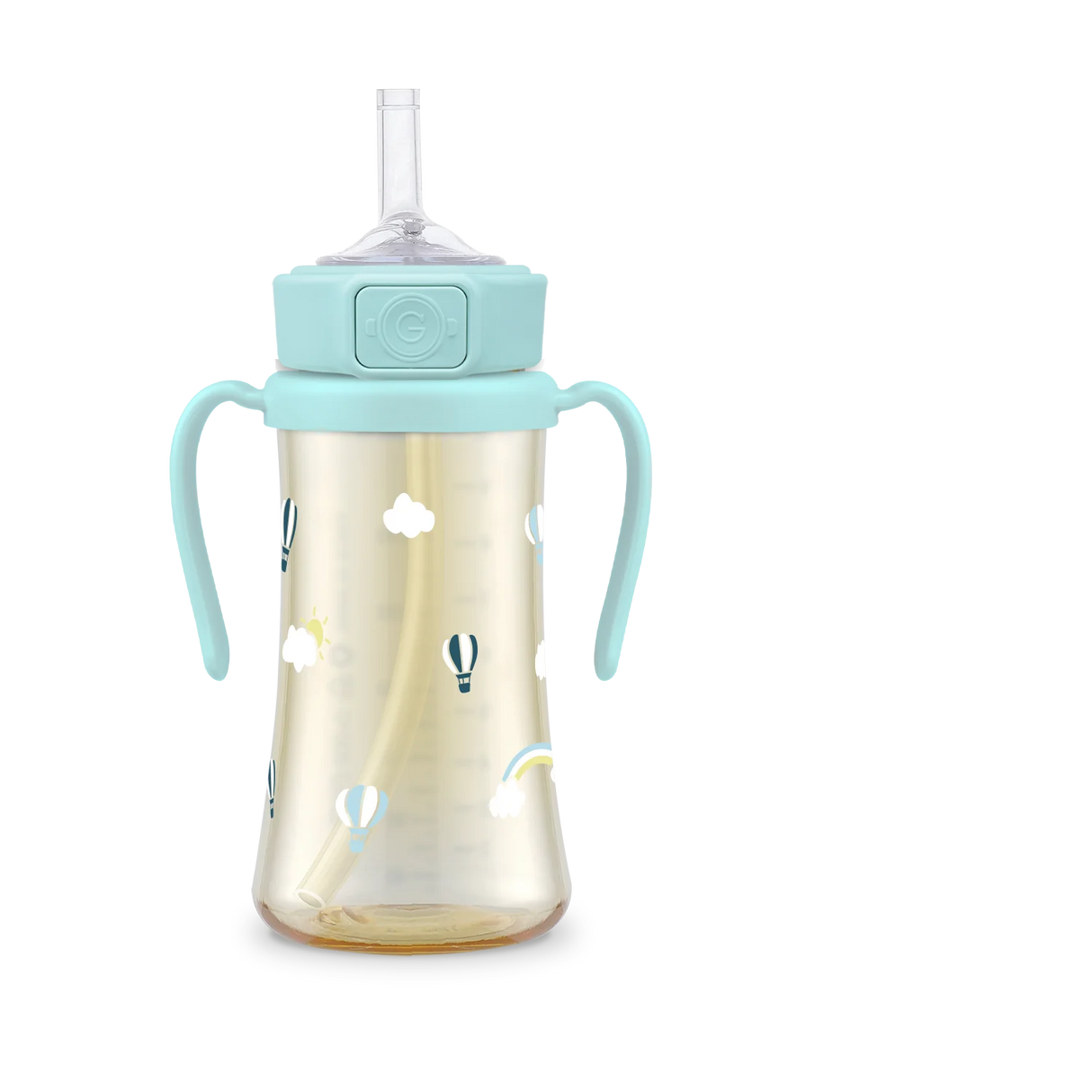 Grosmimi PPSU Sky Balloon Straw Cup With Steel Free One Touch Cap (Creamy Blue)(200mL/300mL)