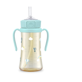 Grosmimi PPSU Sky Balloon Straw Cup With Steel Free One Touch Cap (Creamy Blue)(200mL/300mL)