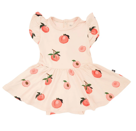 Kyte Baby Twirl Bodysuit Dress - Peach
