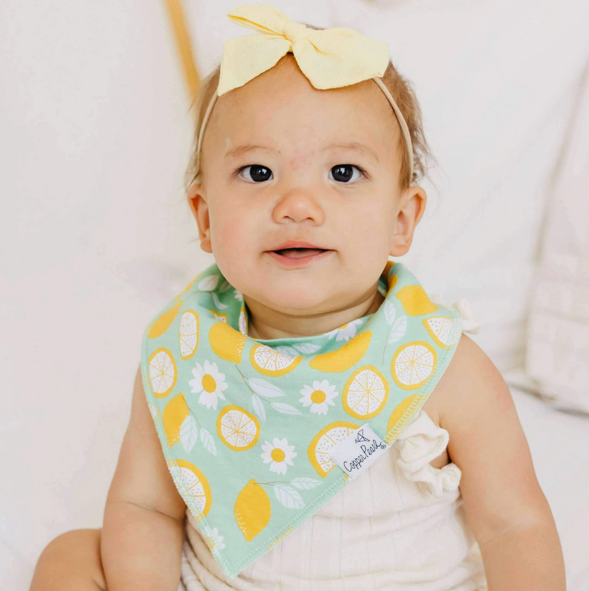 Copper Pearl Baby Bandana Bibs - Lemon