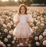 DOLLY The Rose Garden Tulle V-Back Puff Dress - Dollypink