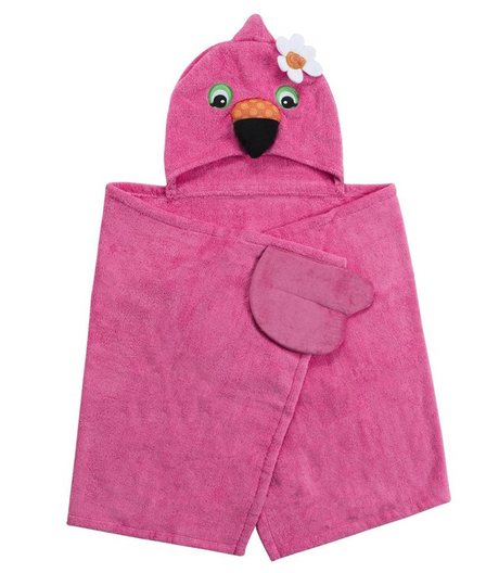 Zoocchini Toddler Hooded Towel - Flamingo