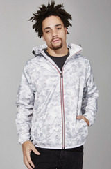 O8 Men's Full-Zip Packable Rain Jacket and Windbreaker - White Camo