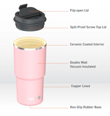 Asobu Ceramic Lined Travel Mug - Pastel Pink Special Edition