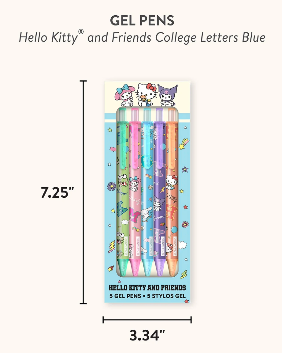 Sanrio Hello Kitty and Friends College Letters Blue Gel Pen Set