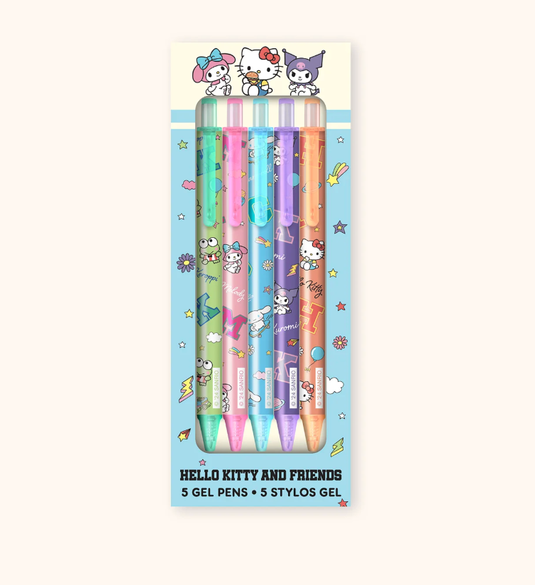 Sanrio Hello Kitty and Friends College Letters Blue Gel Pen Set