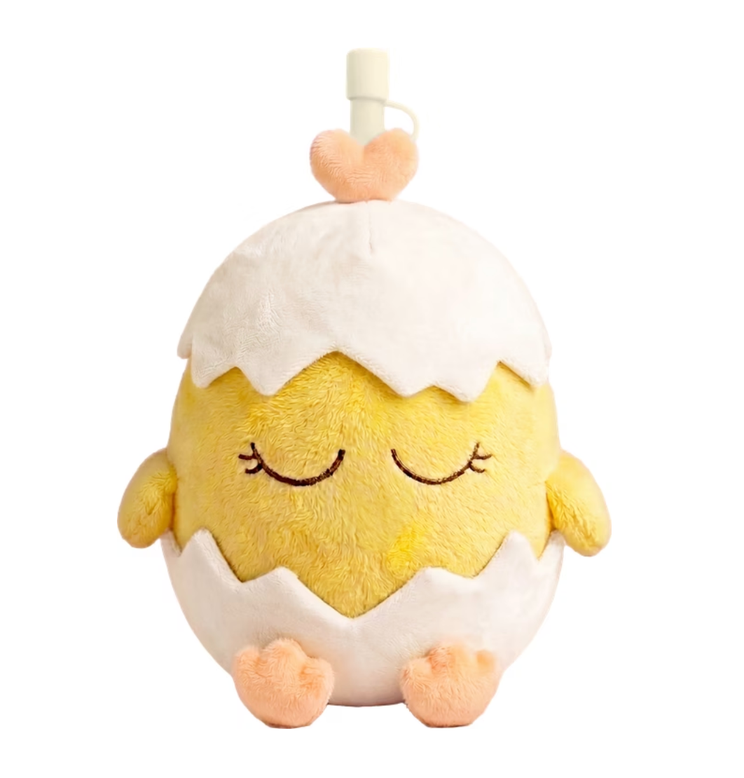 Asobu Fuzzie Plush Covered Straw Tumbler - Yolk the Egg
