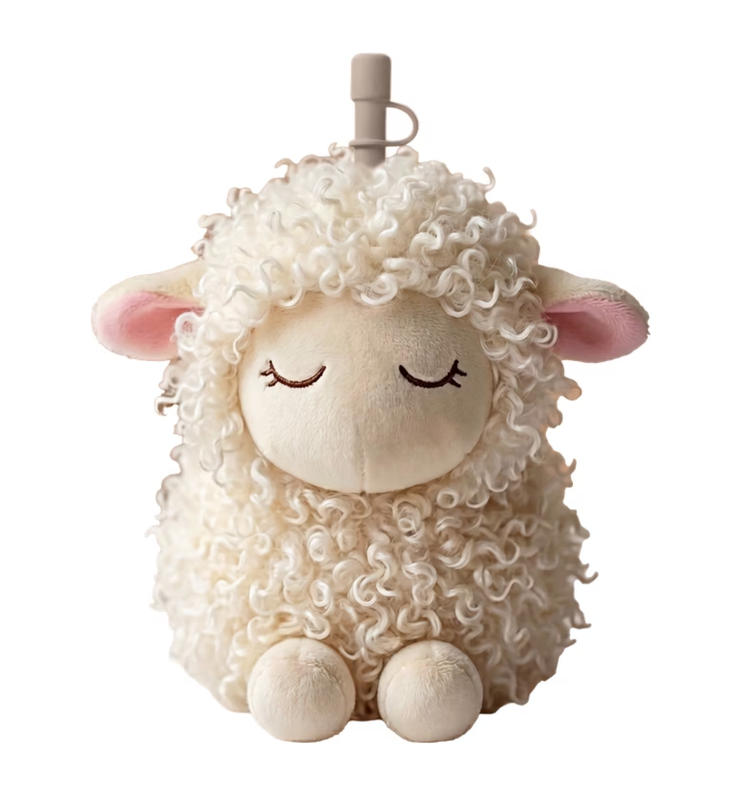 Asobu Fuzzie Plush Covered Straw Tumbler - Floof the Sheep