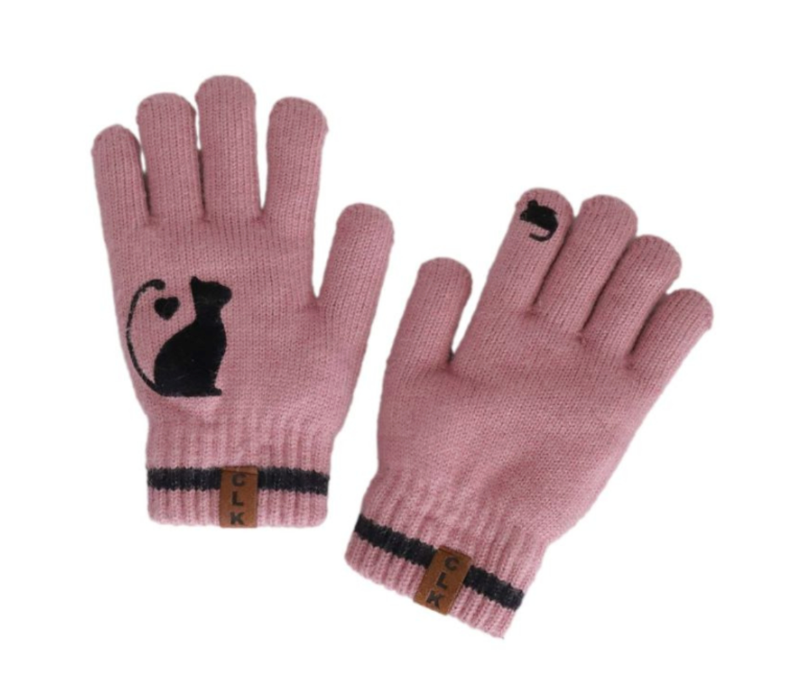 Calikids Knit Soft Touch Gloves - Pink Kitty (6Y+)