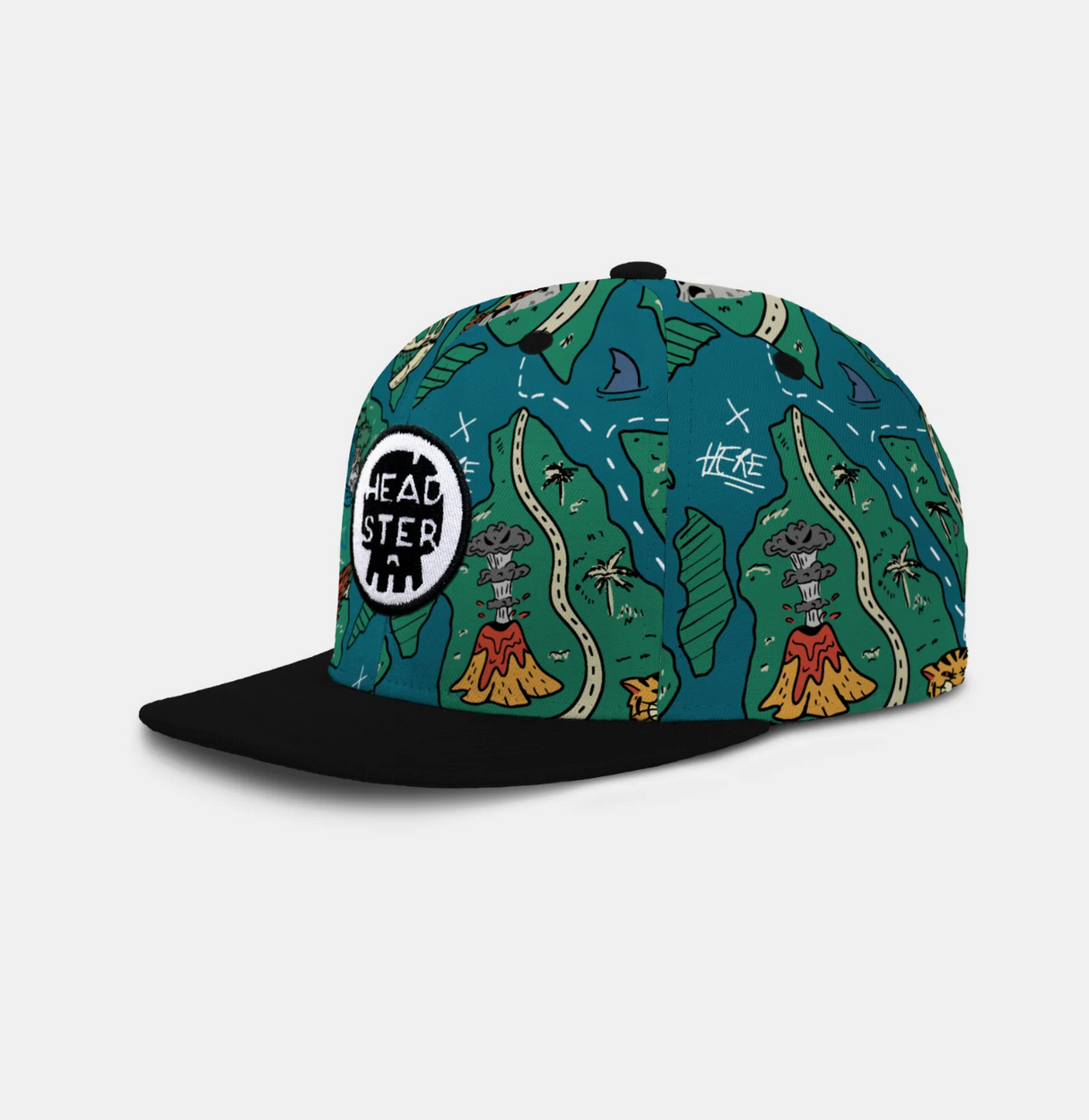 Headster Treasure Map Snapback Cap - Teal Steal