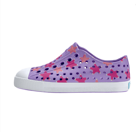 Native Jefferson Print Shoes - Taro Purple/ Shell White/ Flamingo Star Badge