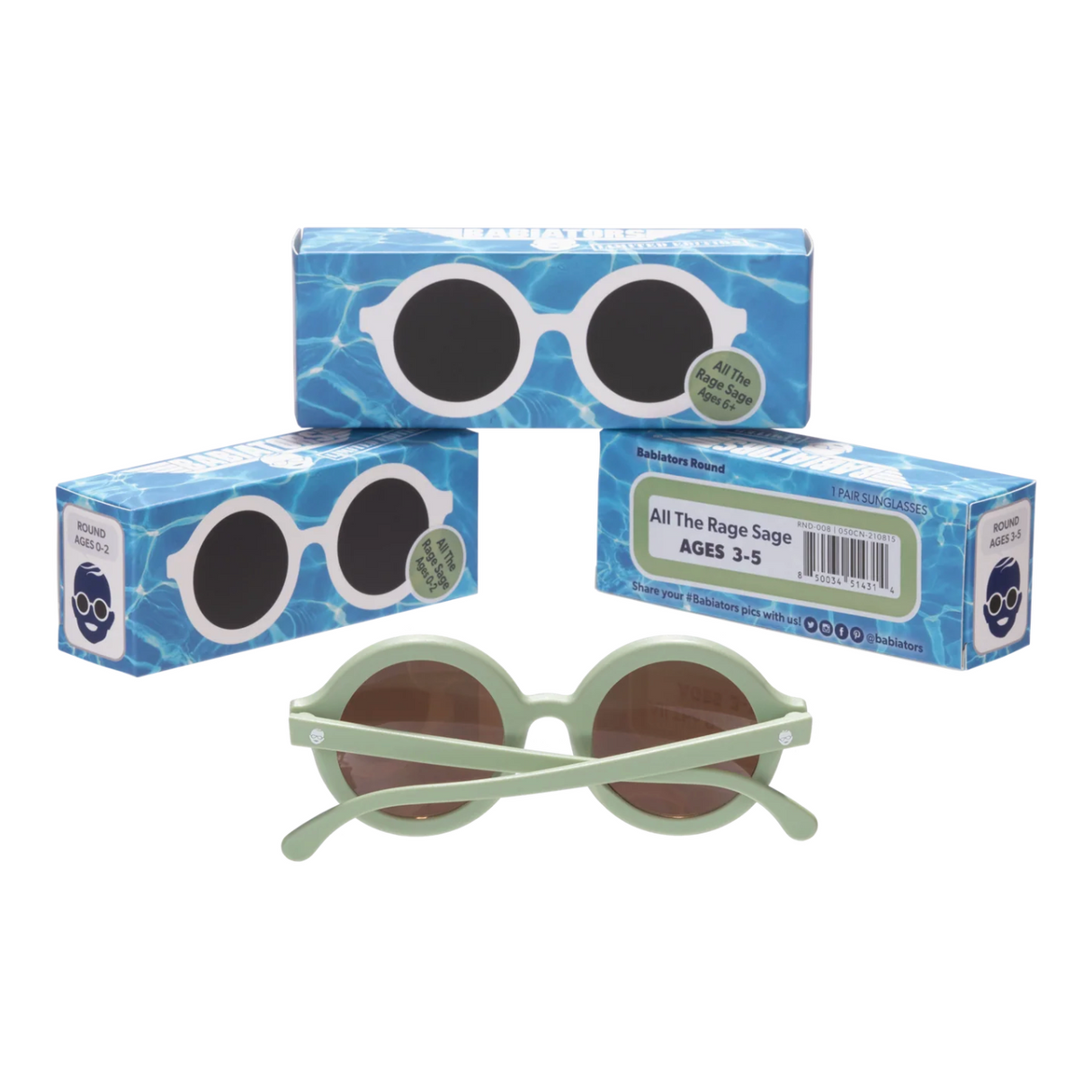Babiators Non-Polarized Euro Round Sunglasses - All The Rage Sage (6Y+)