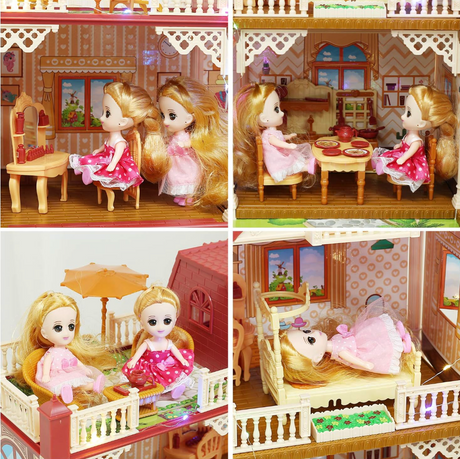 Cute Stone DIY 5-Room Dollhouse Playset
