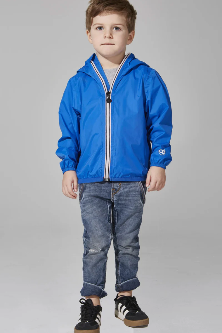O8 Kids Full-Zip Packable Rain Jacket and Windbreaker - Royal Blue
