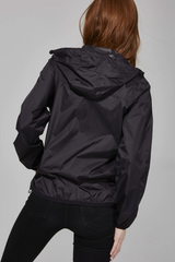 O8 Women's Full-Zip Packable Rain Jacket and Windbreaker - Black