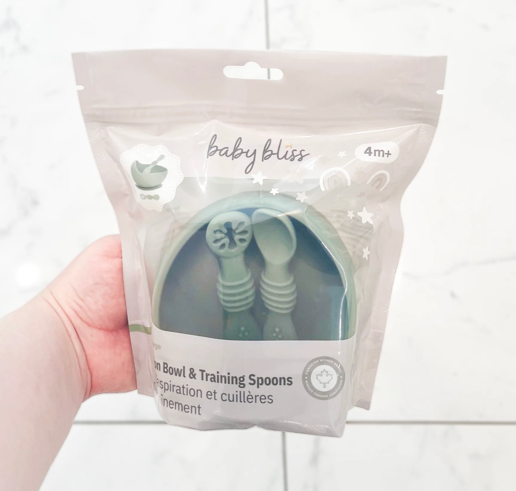 Baby Bliss Suction Bowl & Training Spoons - Sage