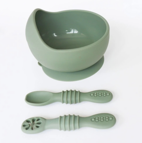 Baby Bliss Suction Bowl & Training Spoons - Sage