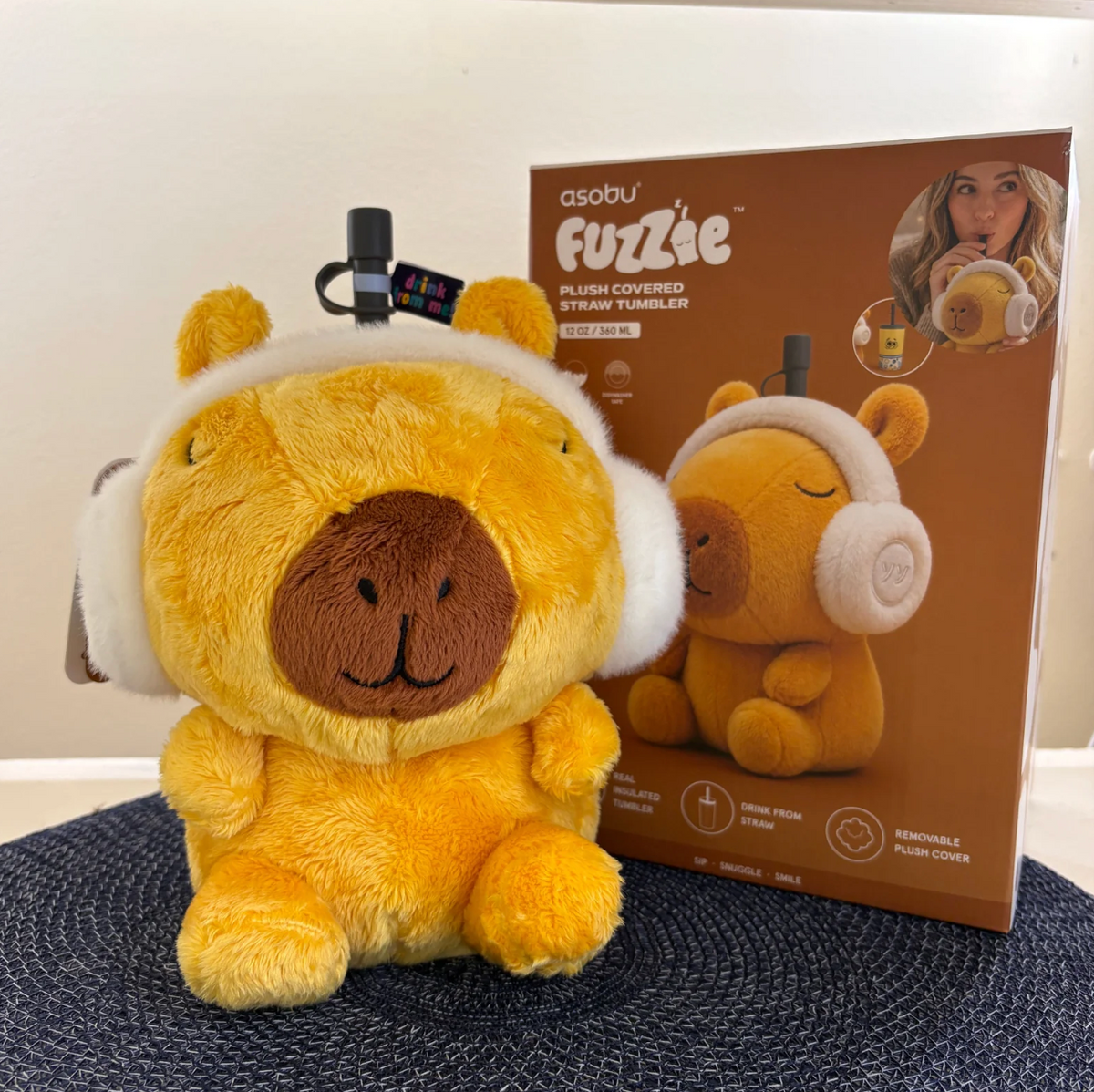 Asobu Fuzzie Plush Covered Straw Tumbler - Capybara