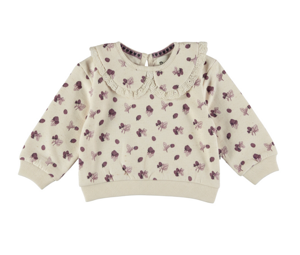 Dirkje Girls’ Jumper - Beige, Collar, Berries