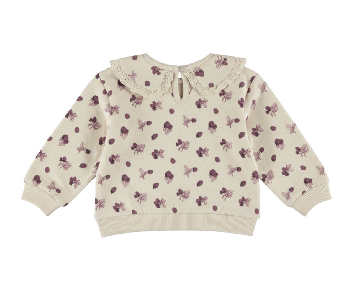 Dirkje Girls’ Jumper - Beige, Collar, Berries