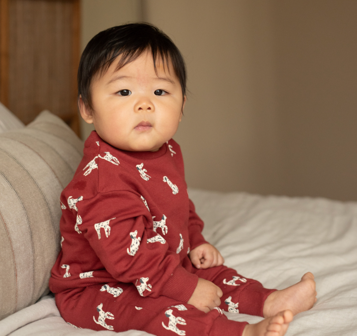 Dirkje Girls’ Set - Red Jumper, Trousers, Little Dogs
