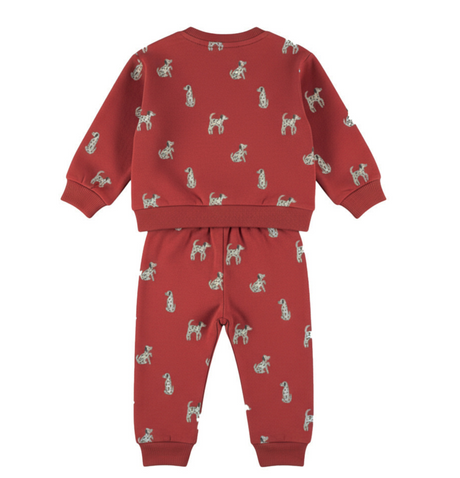 Dirkje Girls’ Set - Red Jumper, Trousers, Little Dogs